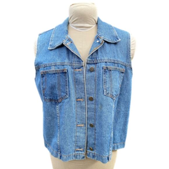 Planet X Vintage Denim Vest Sz. 1X - Picture 1 of 10